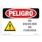 Signmission OSHA Danger Sign, Do Not Start Out Of Order Spanish, 10in X 7in Rigid Plastic, OS-DS-P-710-LS-1173 OS-DS-P-710-LS-1173 - alternate 1